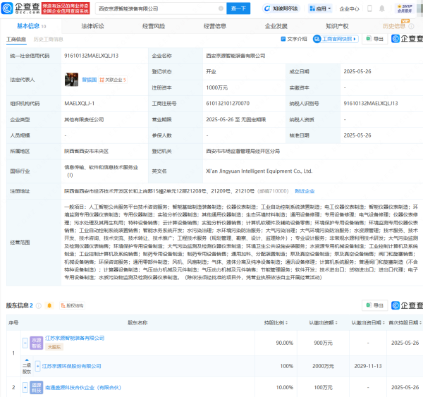 括普投资  京源环保投资成立智能装备公司